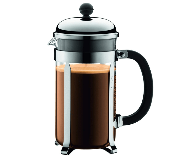 DUJUST Silver French Press Coffee Maker, Luxury Design French Coffee Press  with 4-Level Filter System, High-Grade Glass for Hot & Cold Resistance